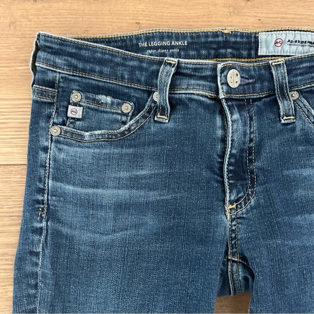 AG Adriano Goldschmied Super Skinny Legging Ankle Jean Patch Denim Blue Size 26R - Picture 6 of 14